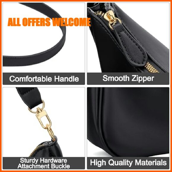 PU Leather Shoulder Bag with Removable Straps, 3 Card Slots, Zipper Pouch - Picture 5 of 8